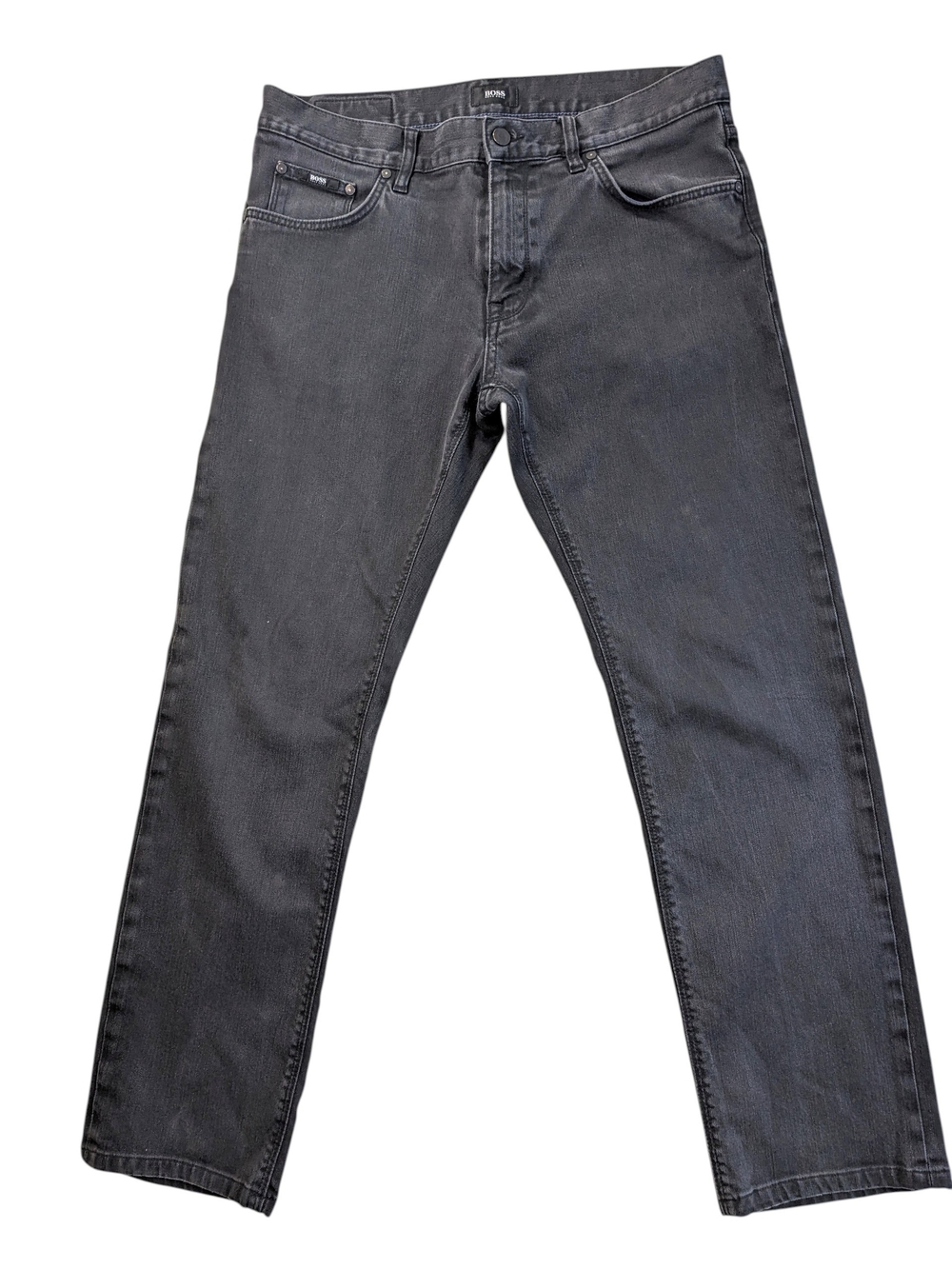 BOSS Men's Slate Black Slim-Straight Jeans Casual Comfort Pants Size 34